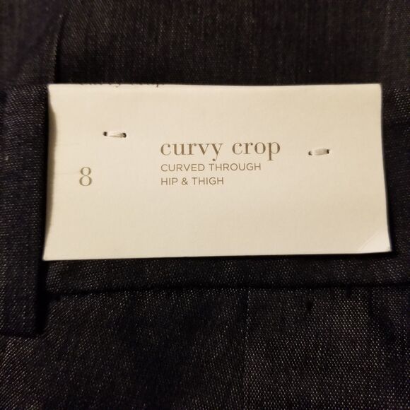 Loft Women's Size 8 Black Grey Pleated Curvy Crop Pants - Picture 5 of 6